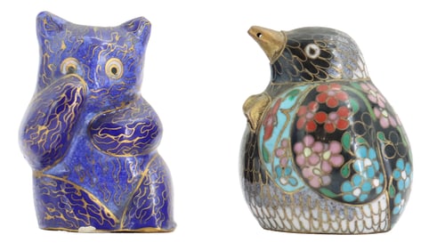 Pair of Cloisonne Animal Figures