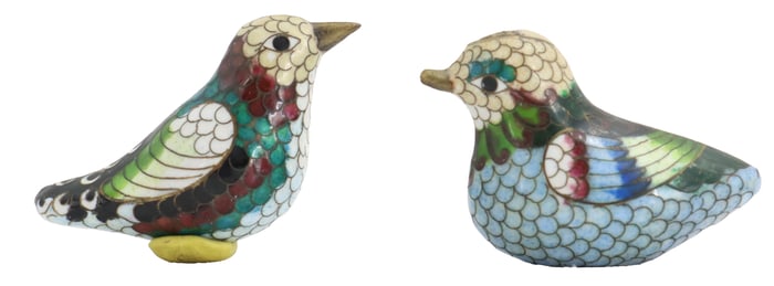Pair of Cloisonne Bird Figures