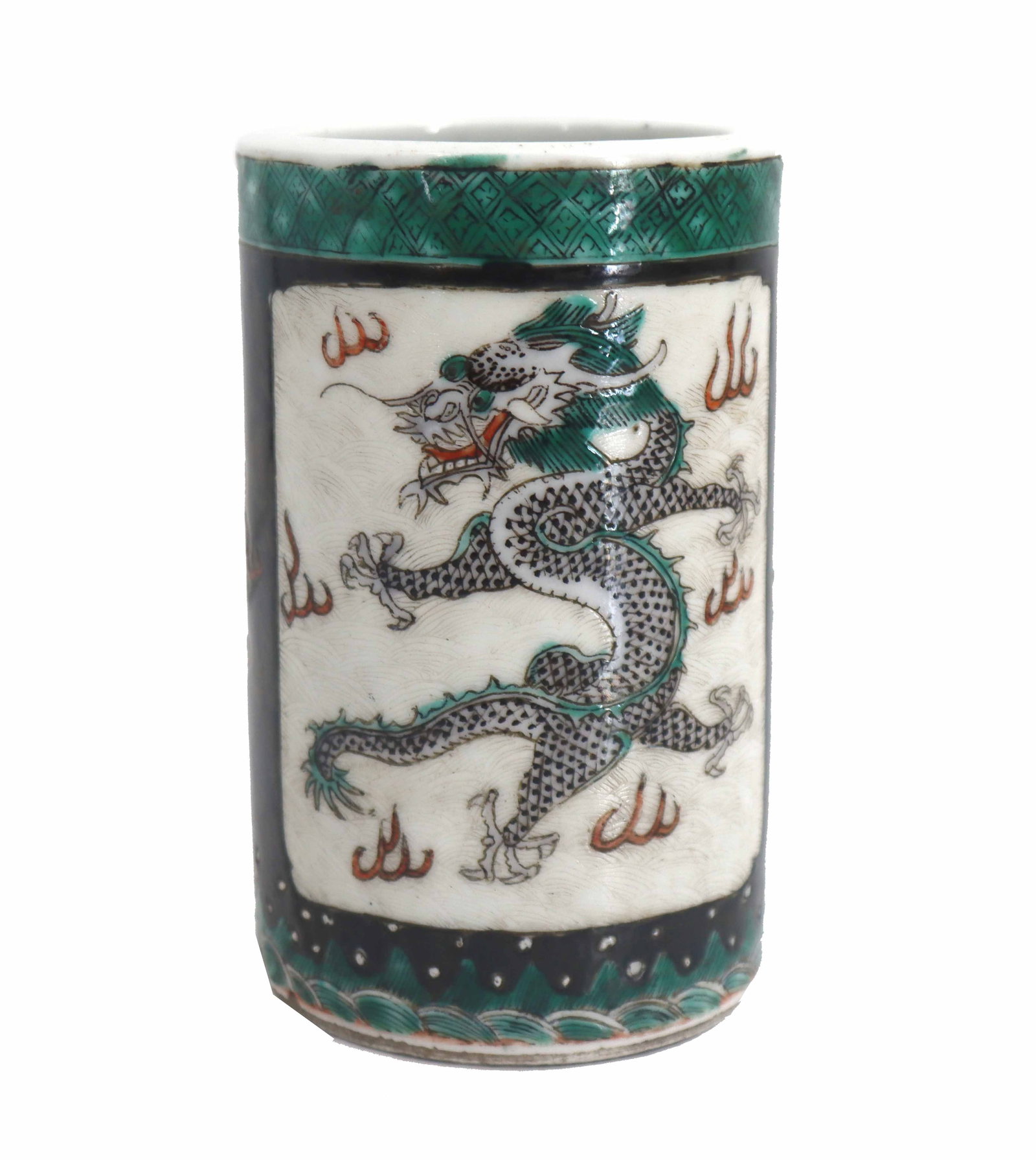 Chinese Polychrome Dragon Brush Pot (1 of 12)