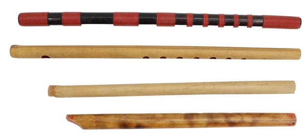 (4) Vintage Japanese Wooden Flutes