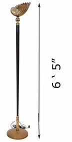 Vintage Hollywood Regency Bronze Shell Floor Lamp