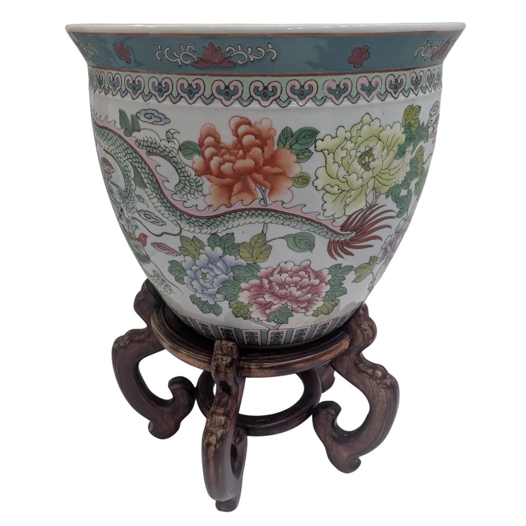 Chinese Painted Enamel Porcelain Fish Bowl As Table (1 of 12)