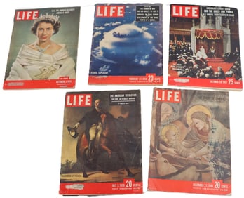 (5) Vintage LIFE Magazines, circa 1950