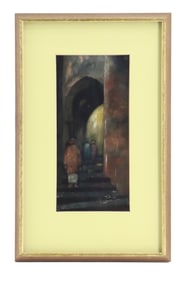 Signed Oil on Canvas Figural Street Scene