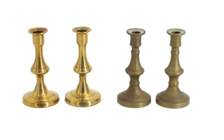 (4) 19th Century Brass Candlesticks