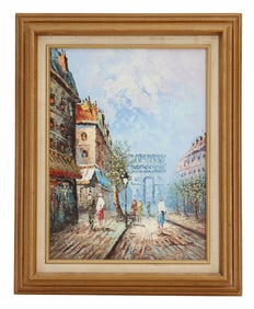 Caroline?C.?Burnett (Circa?1877-1950) American, Oil on Canvas Impressionist Street Scene