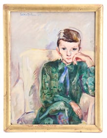 Salcia Bahnc (1896-1978) Polish/American, Oil on Canvas Expressionist Figural Portraiture