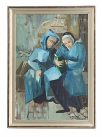 Creilly Harman Pollack (1931-2004) American, Oil on Canvas Figural "Arch de Triumph"