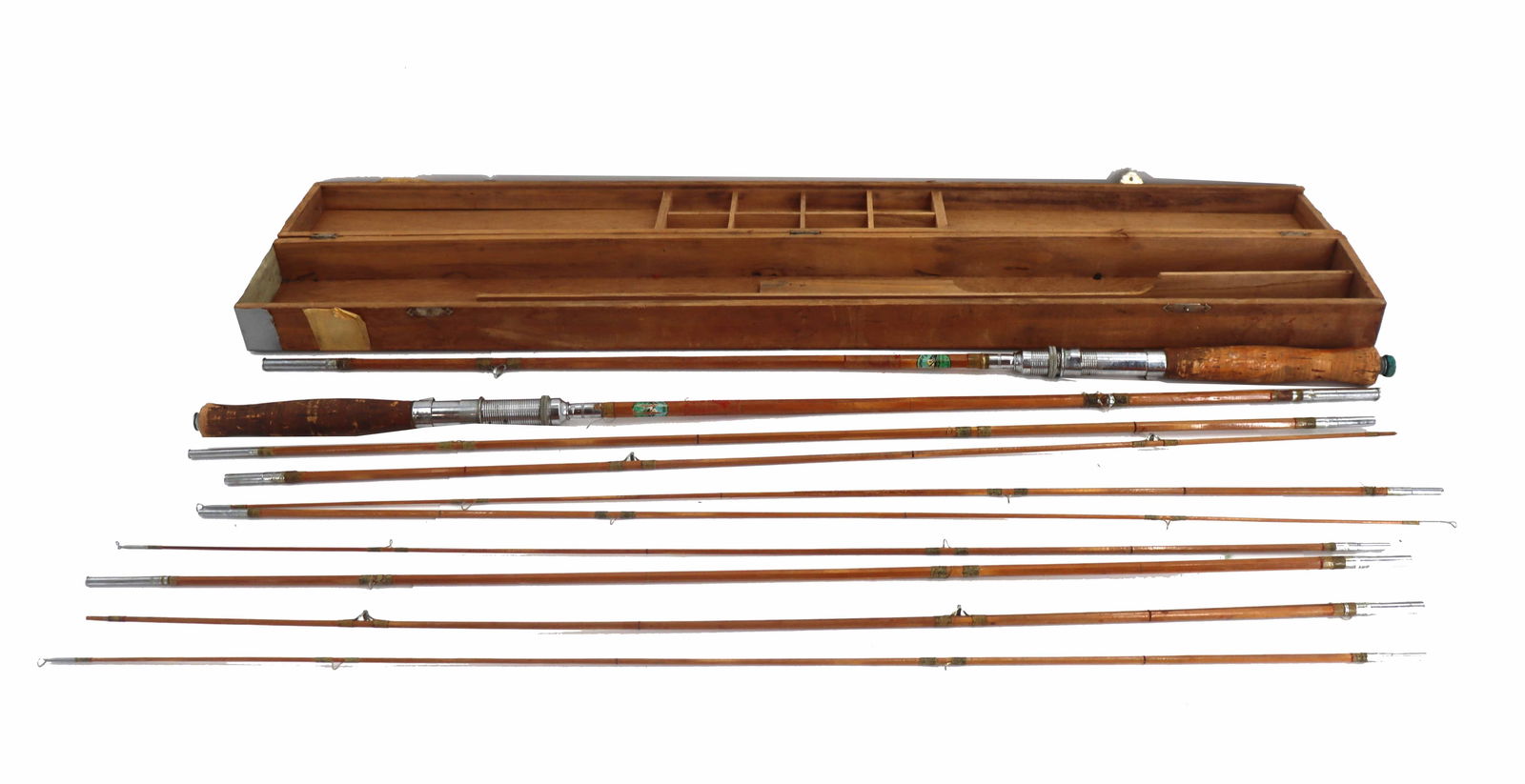 Vintage Japanese Bamboo Fly Fishing Rod Set with Original Wood Case (1 of 14)
