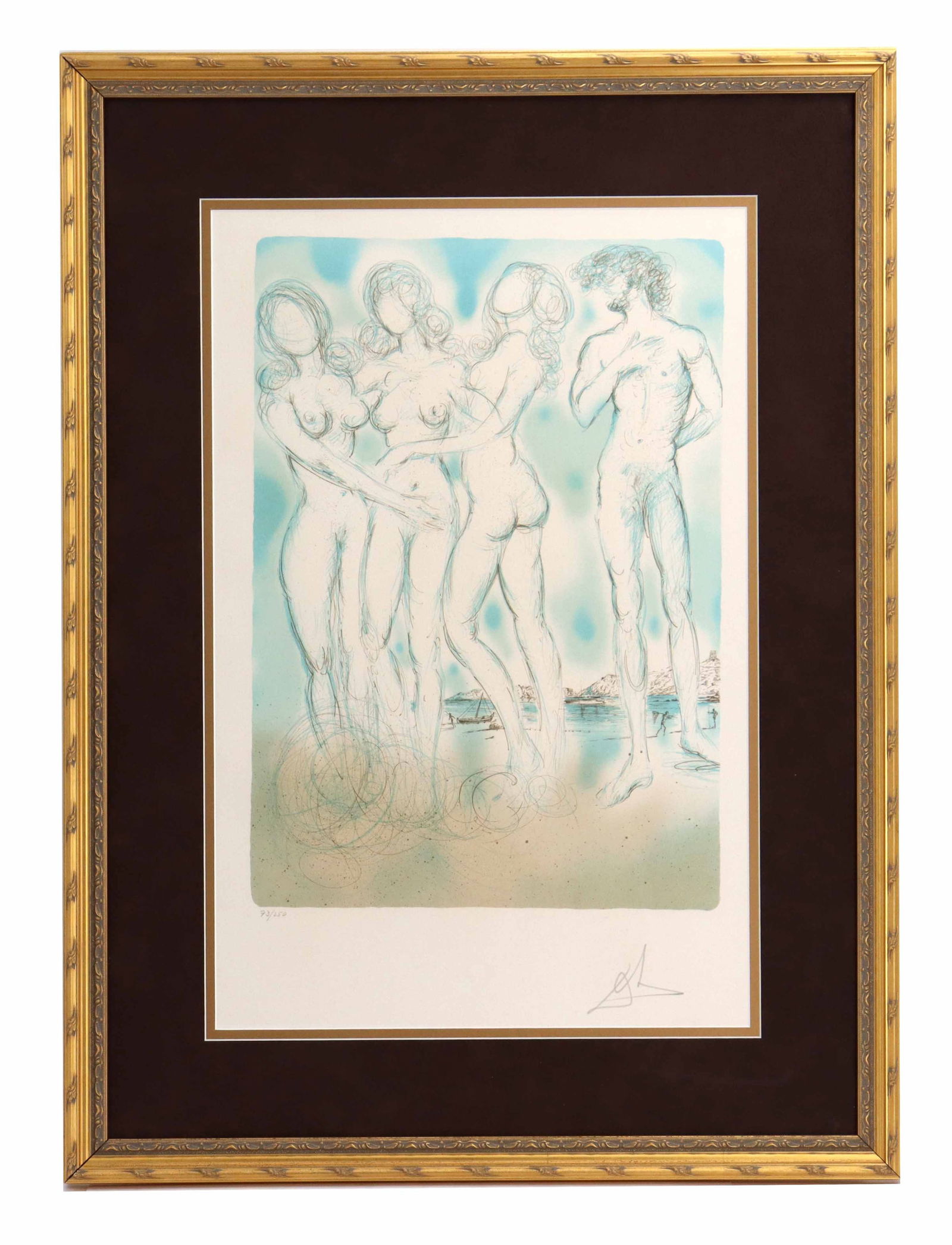 Salvador Dali (1904-1989) Spain, Lithograph "Enchanted Hawaii": Salvador Dali (1904-1989) Spain, Lithograph "Enchanted Hawaii". Lithograph print, signed lower right, numbered 73/250, framed. Includes Letter of Authenticity and appraisal. Overall Size: 28