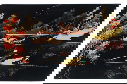 Vietnamese Black Lacquer Landscape Painting