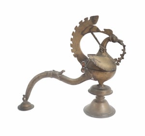 Antique Indian Brass Peacock Incense Burner