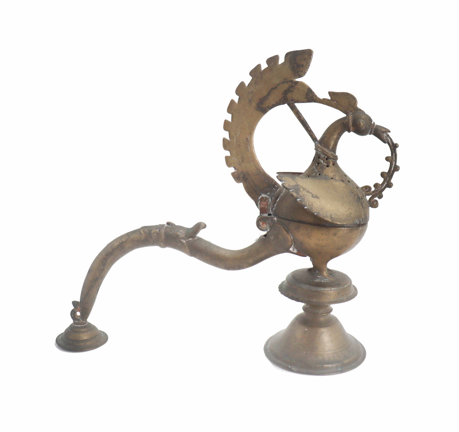 Antique Indian Brass Peacock Incense Burner (1 of 13)