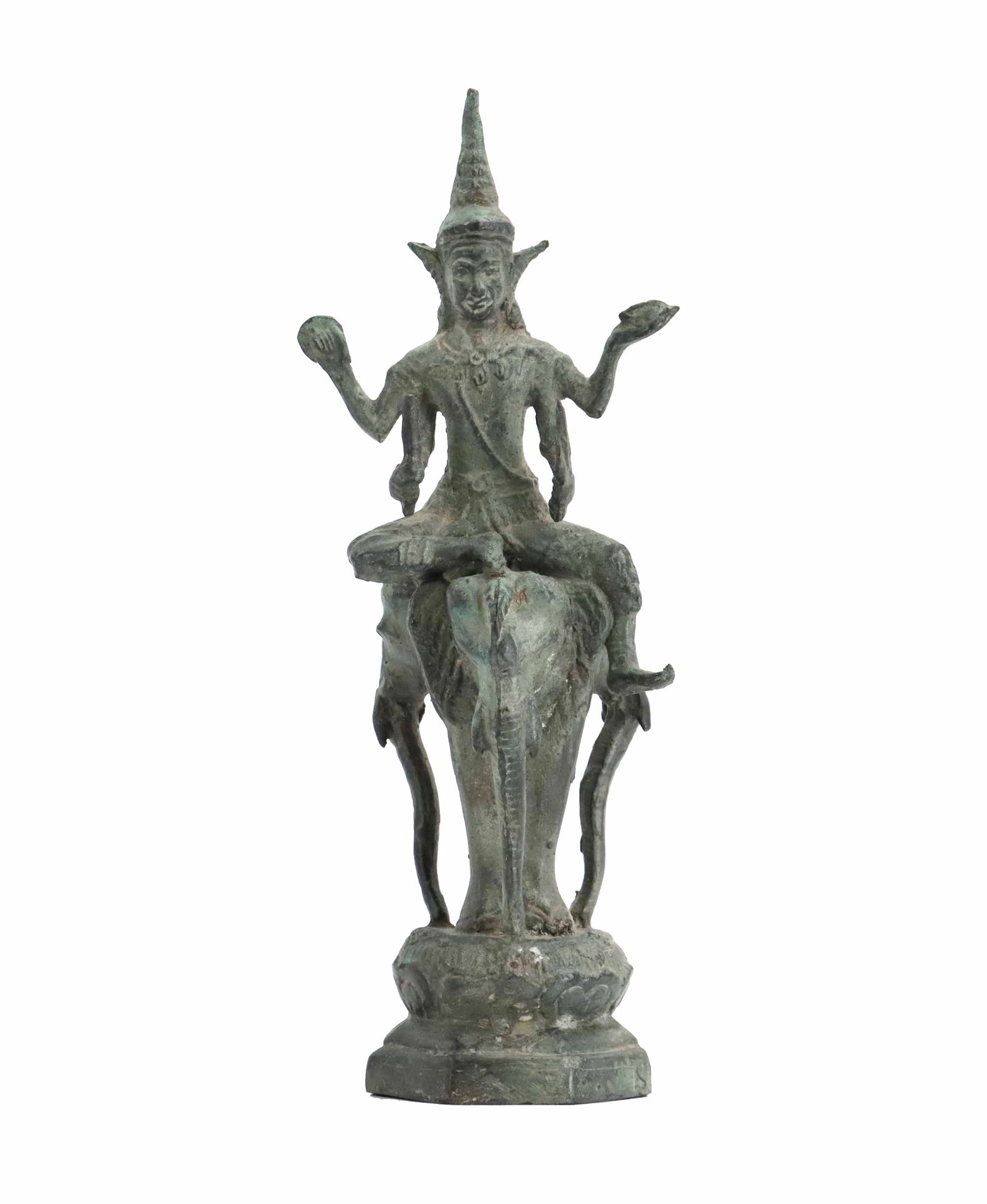 Antique Southeast Asian Indra Riding Airavata Verdigris Bronze Statue (1 of 15)