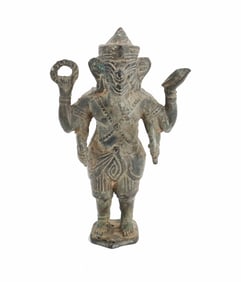 Ancient Khmer Style Standing Ganesha Bronze Statue