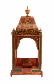 Indian Hindu Puja Painted Wood Prayer Shrine