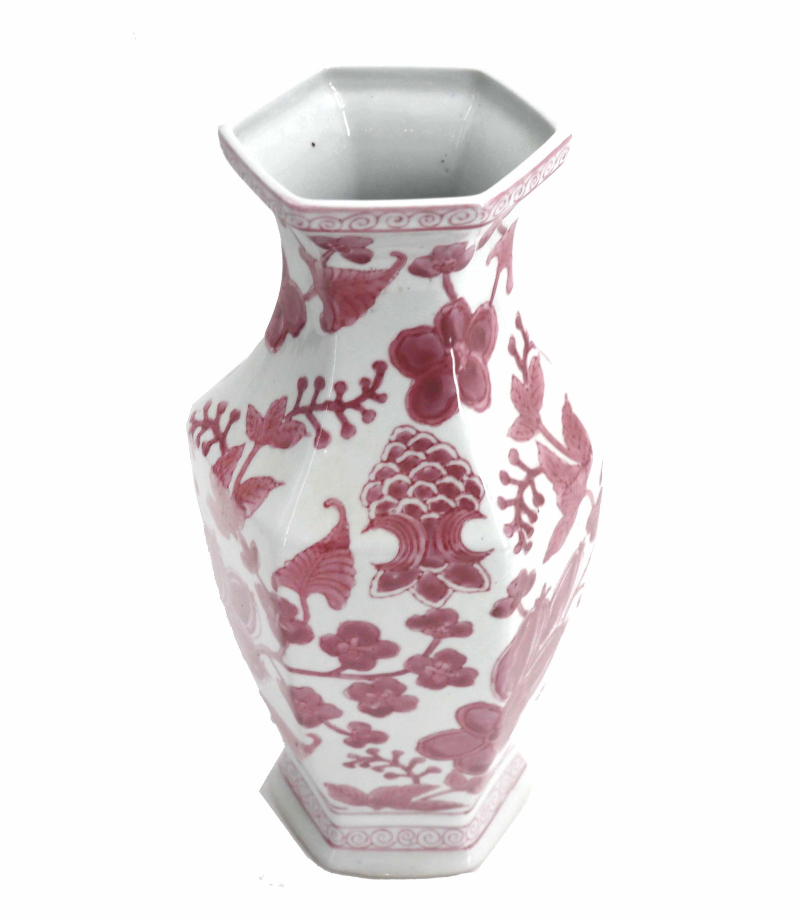 Chinese Hand-Painted Porcelain Hexagonal Vase (1 of 13)