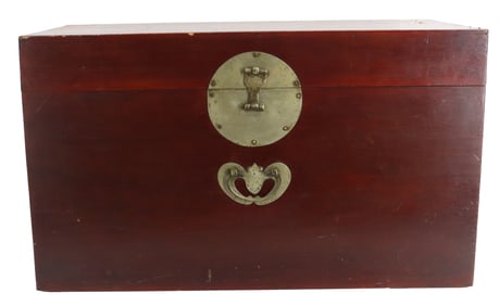Vintage Chinese Carved Trunk with Metal Mounts but No Fish Figurine in This One