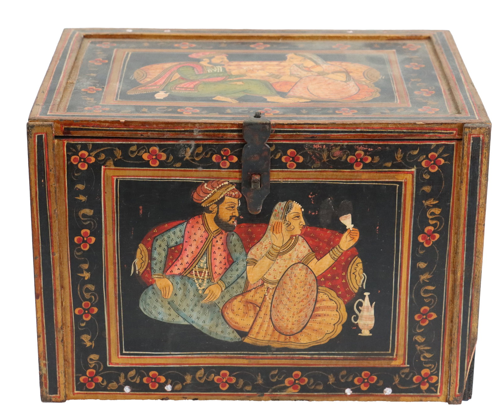 Antique Indian Hand Painted Wooden Women's Cosmetics and Toiletry Box (1 of 20)