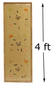 Japanese Watercolor on Silk Panel with Butterflies