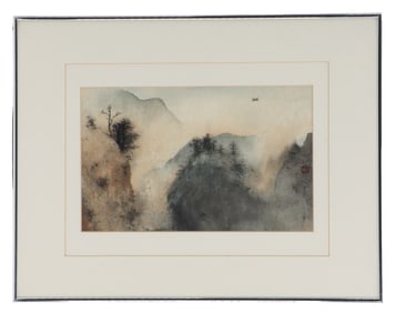 Chinese Ink and Watercolor Shanshui Landscape Painting