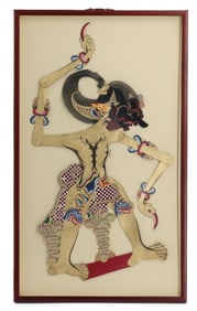 Framed Indonesian Wayang Kulit Shadow Puppet