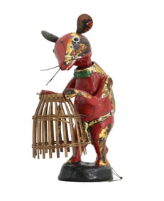 Antique Vietnamese Whimsical Carved Folk Art Water Puppet Rat