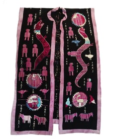 Vintage Handcrafted Vietnamese Shaman's Robe with Figural and Animal Designs