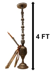Four Foot Tall Middle Eastern Brass Pipe Hookah
