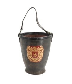 19th Century English Brooks Brothers Leather Riveted Fire Bucket
