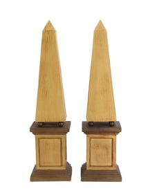(2) Carved Wood Obelisks