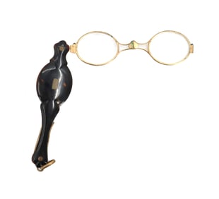 Antique French Lorgnette Eyeglasses with Organic Shell and Rolled Gold