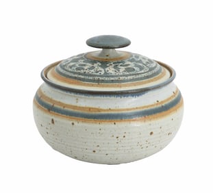 Karl Christiansen (1931-2007) American, Studio Art Pottery Stoneware Bowl with Lid