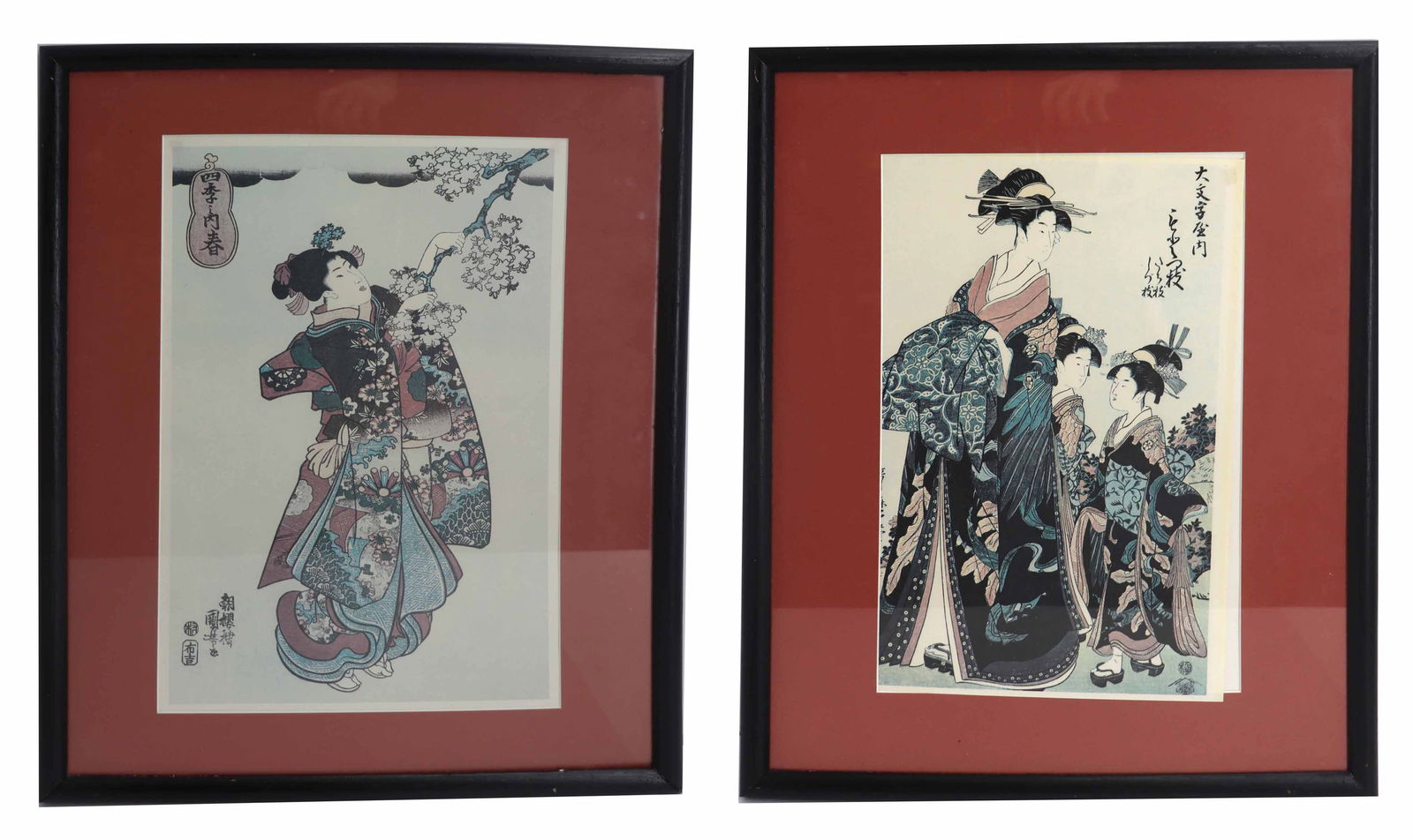 (2) Japanese Ukiyo-e Woodblock Prints of Noble Women (1 of 16)