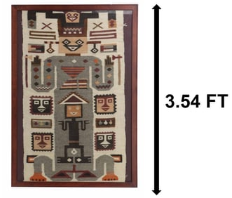 Framed South American Textile with Ancient Incan Design Motifs
