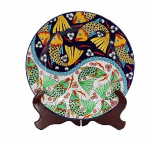 Italian Majolica Koi Carp Ying Yang Charger