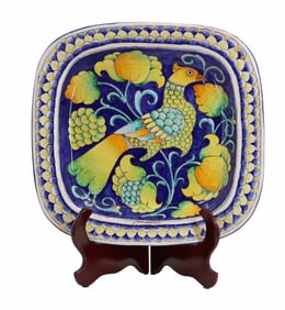 Italian Majolica Bird of Paradise Charger