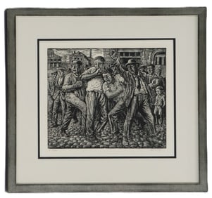 Albert Abromovitz (1879-1963) American, Wood Engraving, "The Strike"