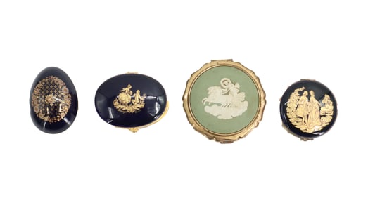 (4) Antique Decorative Pill Boxes by Limoges and Stratton