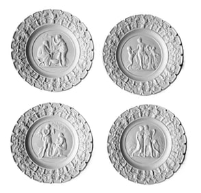 Set of (4) Royal Copenhagen "The Four Seasons" Bisque Porcelain Plaques