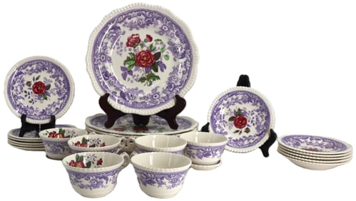 (28) Spode Copeland Bone China Mayflower Pattern Serving Set
