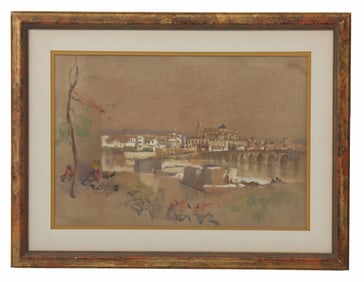 Robert Charles Goff (1837-1922) English, Watercolor, "Roman Bridge"