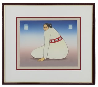 R.C.Gorman (1932-2005) American, 1989 Lithograph in Colors "Red Concho"
