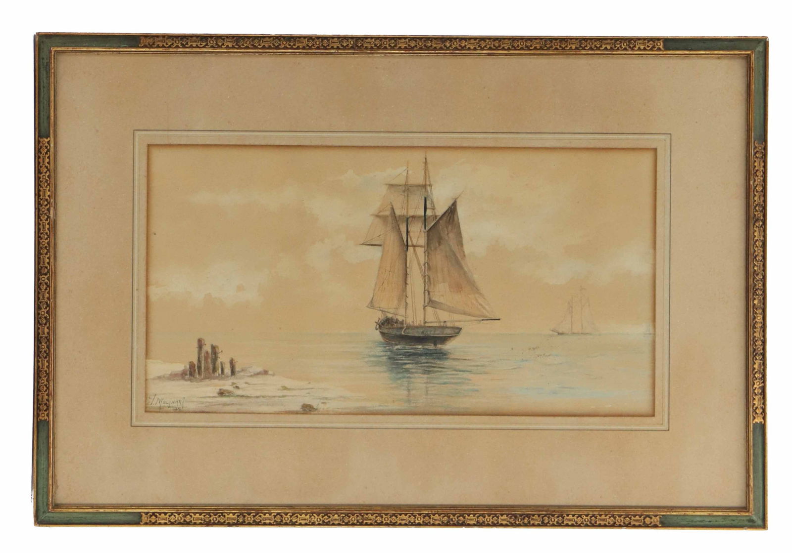 Watercolor of the San Francisco Bay Bark Built 1866 (1 of 12)