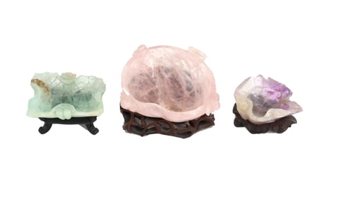 (3) Chinese Carved Hardstone Brush Washers