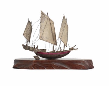 Antique Late 19th / Early 20th Century Chinese "Junk" Sailboat