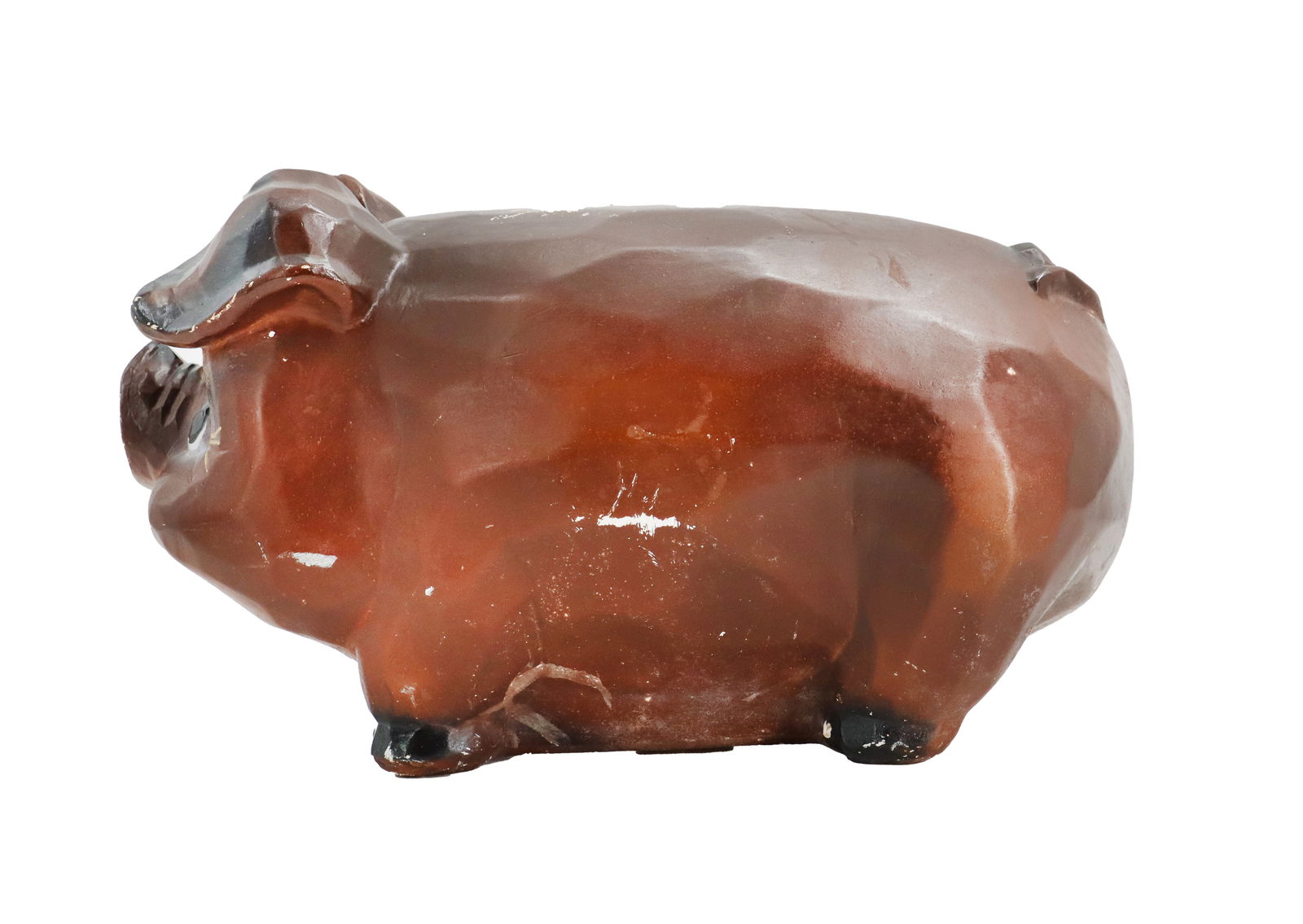 1970s Chicago Merchandise Mart Ceramic Piggy Bank - AS IS: 1970s Chicago Merchandise Mart Ceramic Piggy Bank - AS IS. Coin slot on top, cork plug, cute expression. Writing on side near base reads "To Take Money Out Pull Cork Out In Base." Writing on