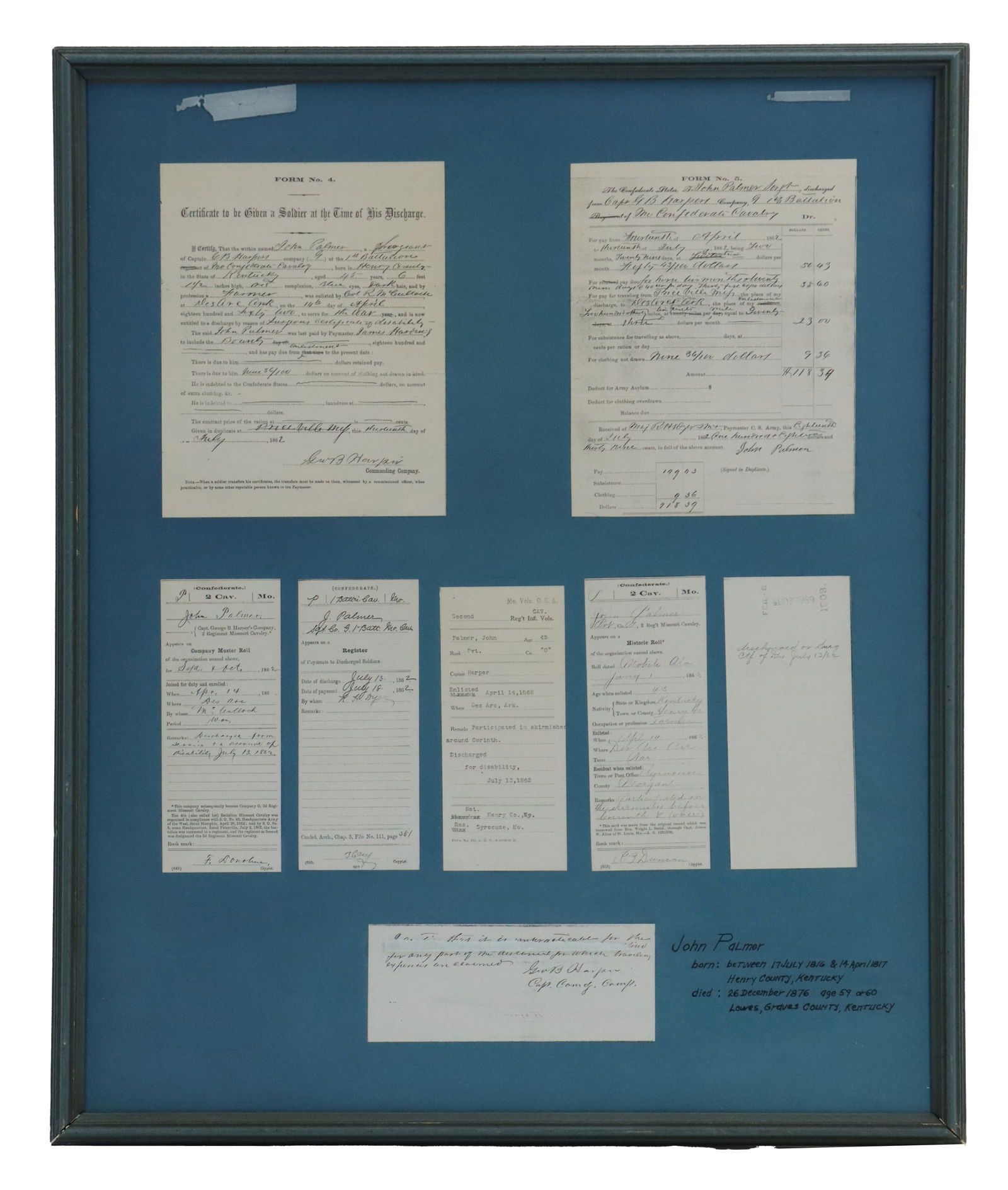 Confederate Calvarly Sargeants Discharge Documents (1 of 14)