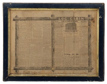 Framed 1840 Whig Party William Henry Harrison Campaign Publication "The Log Cabin"