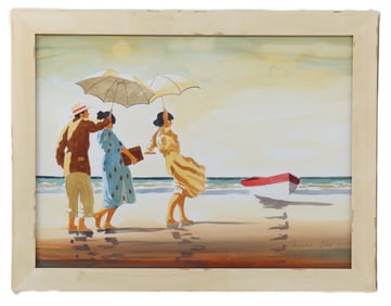 After Jack Vettriano Watercolor "The Picnic Party"